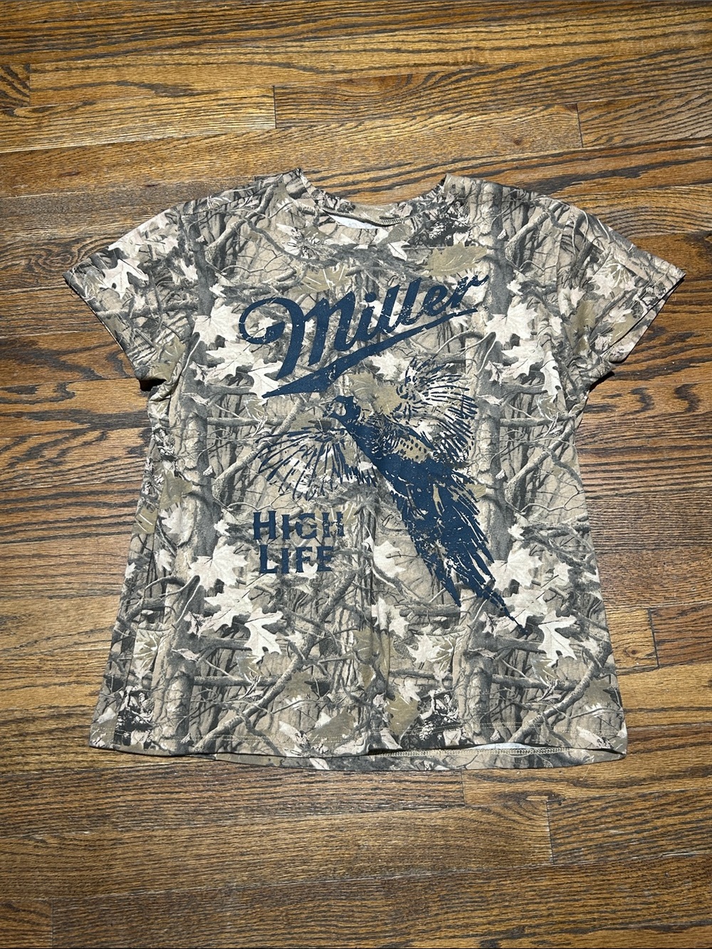 Miller High Life Women's Camo Short Sleeve Tee - Beige/Olive